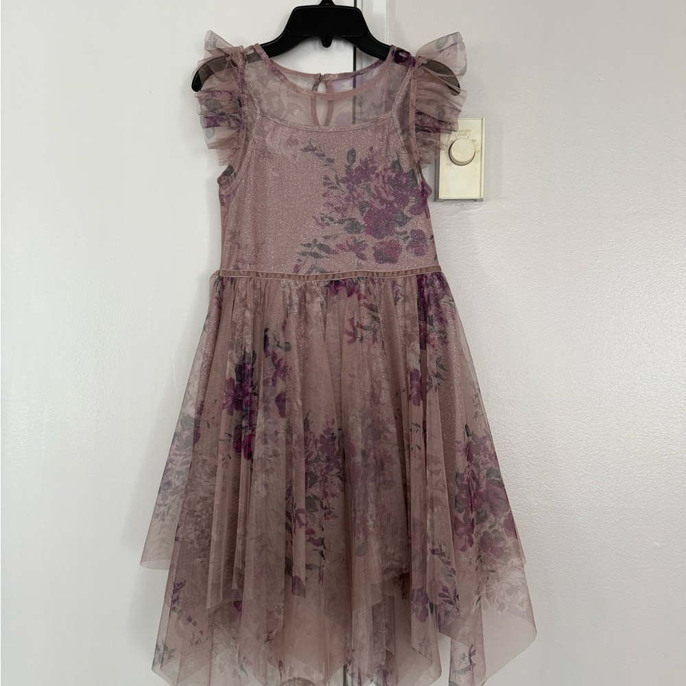 Charming Floral Kids Dress in Purple and Pink